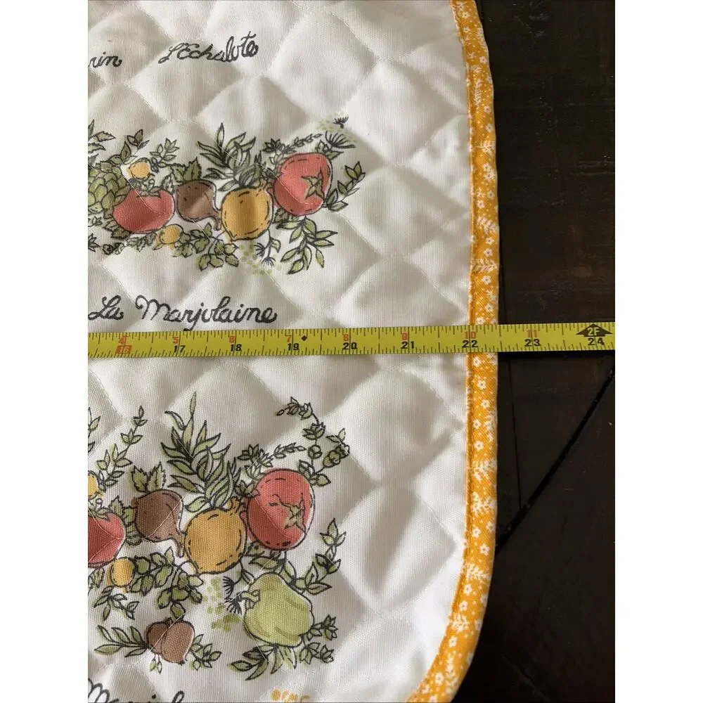 Vintage Spice of Life Quilted Kitchen Apron French Herb Fruit Cottagecore 1970’s